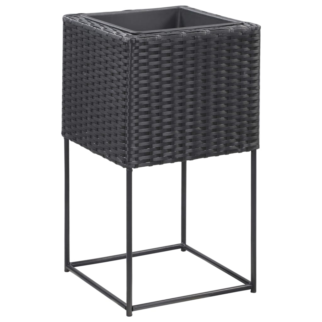 Plantenbakken verhoogd 3 st poly rattan zwart - Griffin Retail