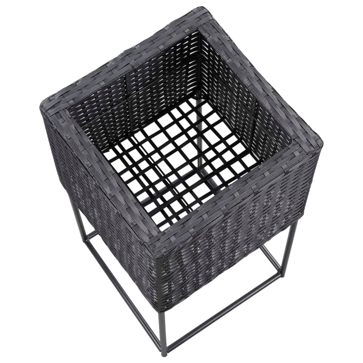 Plantenbakken verhoogd 3 st poly rattan zwart - Griffin Retail