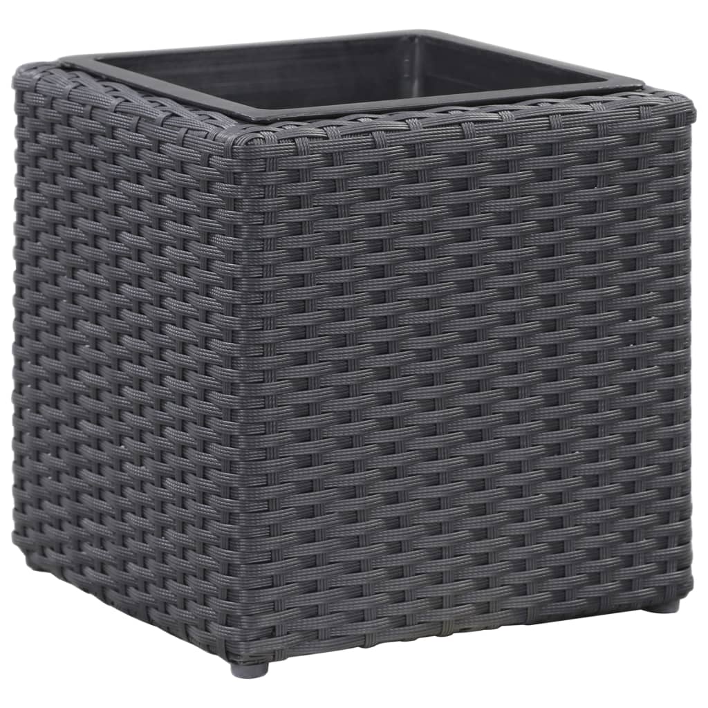 Plantenbakken verhoogd 3 st poly rattan zwart - Griffin Retail