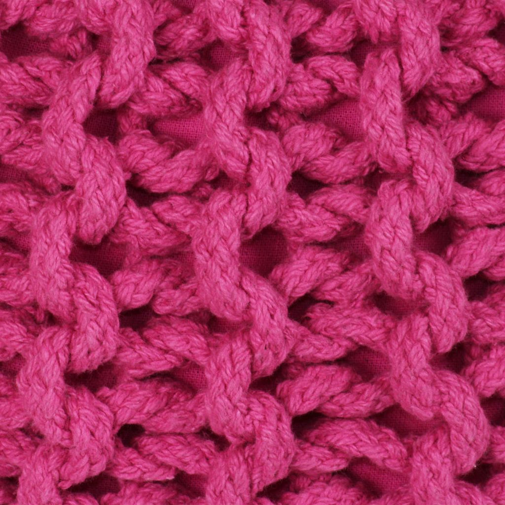 Poef handgebreid 50x35 cm katoen roze - Griffin Retail