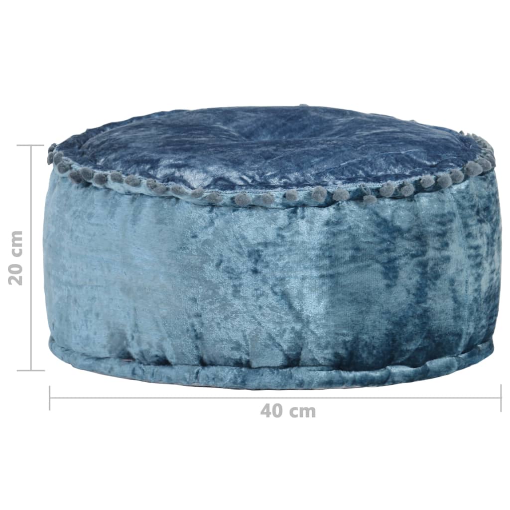 Poef rond 40x20 cm fluweel blauw - Griffin Retail