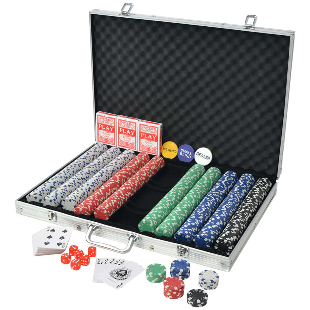 Pokerset met 1000 chips aluminium - Griffin Retail