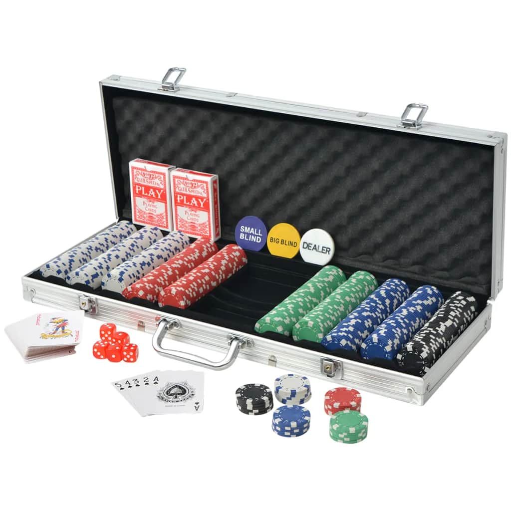 Pokerset met 500 chips aluminium - Griffin Retail