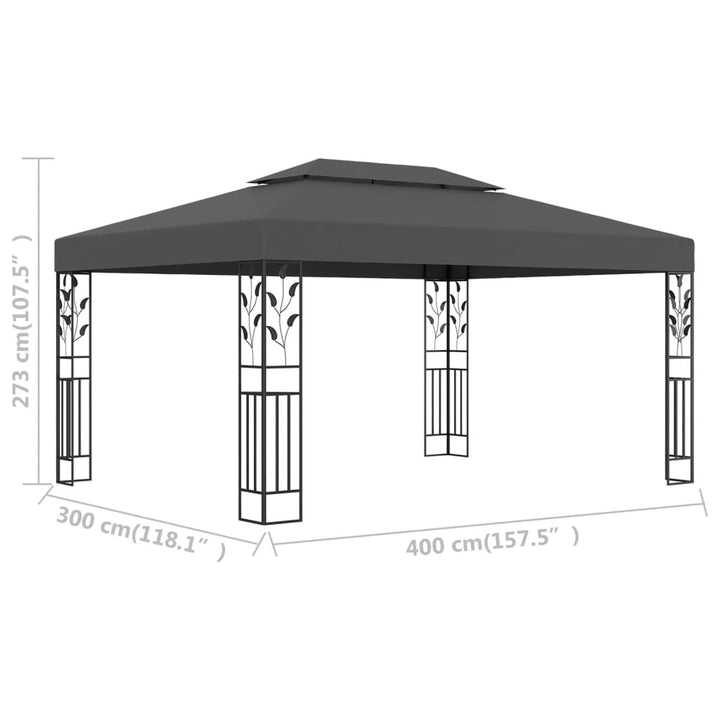 Prieel met dubbel dak 3x4 m antraciet - Griffin Retail