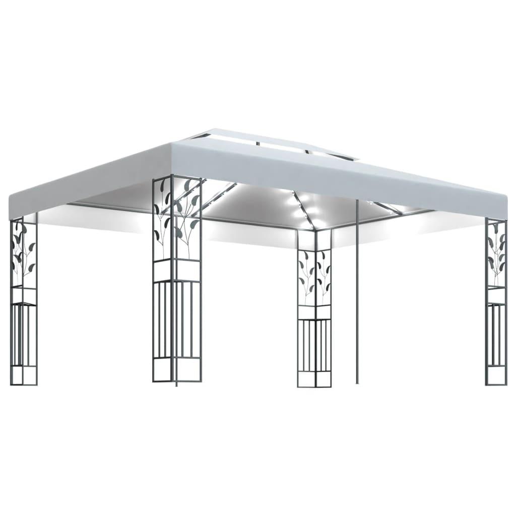 Prieel met dubbel dak en lichtslinger 3x4 m wit - Griffin Retail