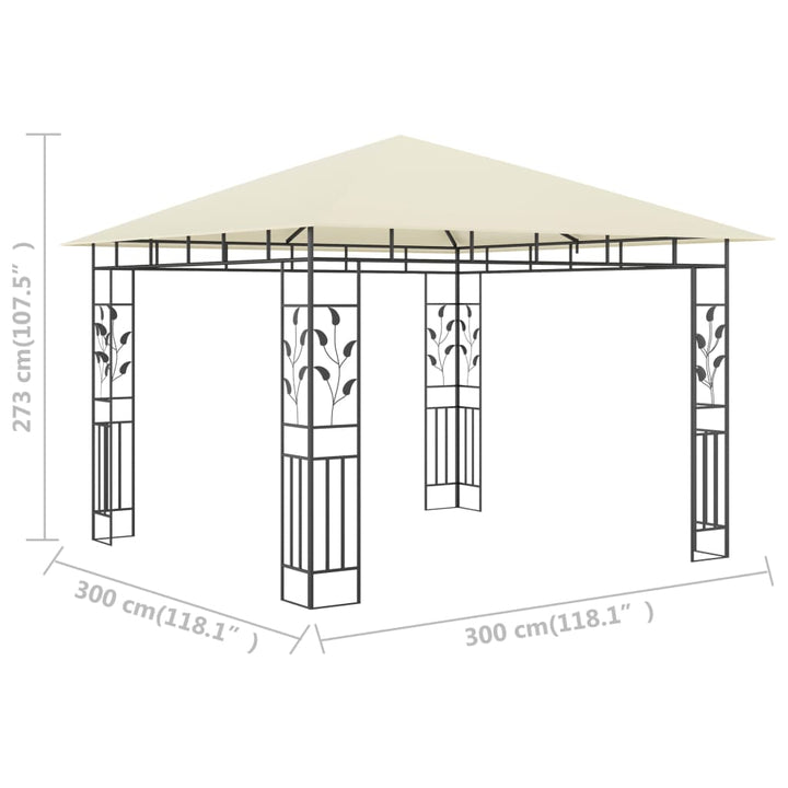 Prieel met klamboe 180 g/m² 3x3x2,73 m crème - Griffin Retail