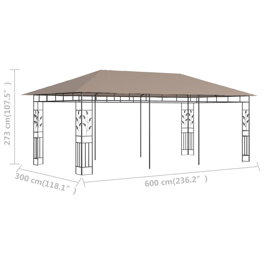 Prieel met klamboe 180 g/m² 6x3x2,73 m taupe - Griffin Retail