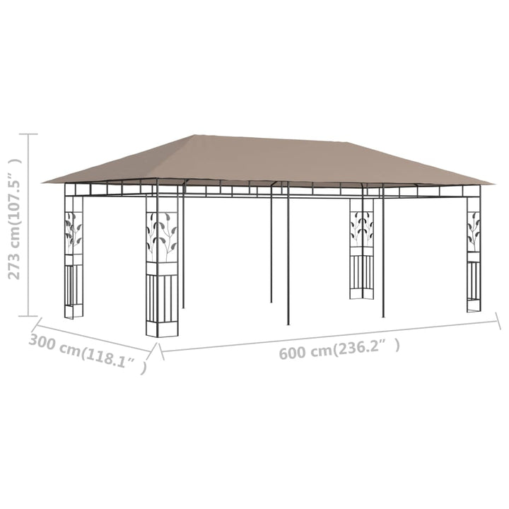 Prieel met klamboe 180 g/m² 6x3x2,73 m taupe - Griffin Retail