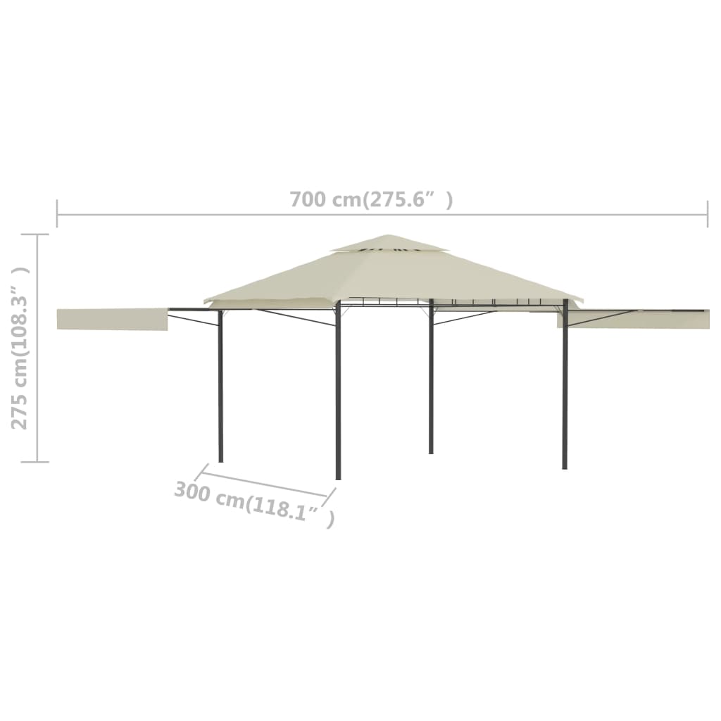 Prieel met uitschuifbare daken 180 g/m² 3x3x2,75 m crème - Griffin Retail