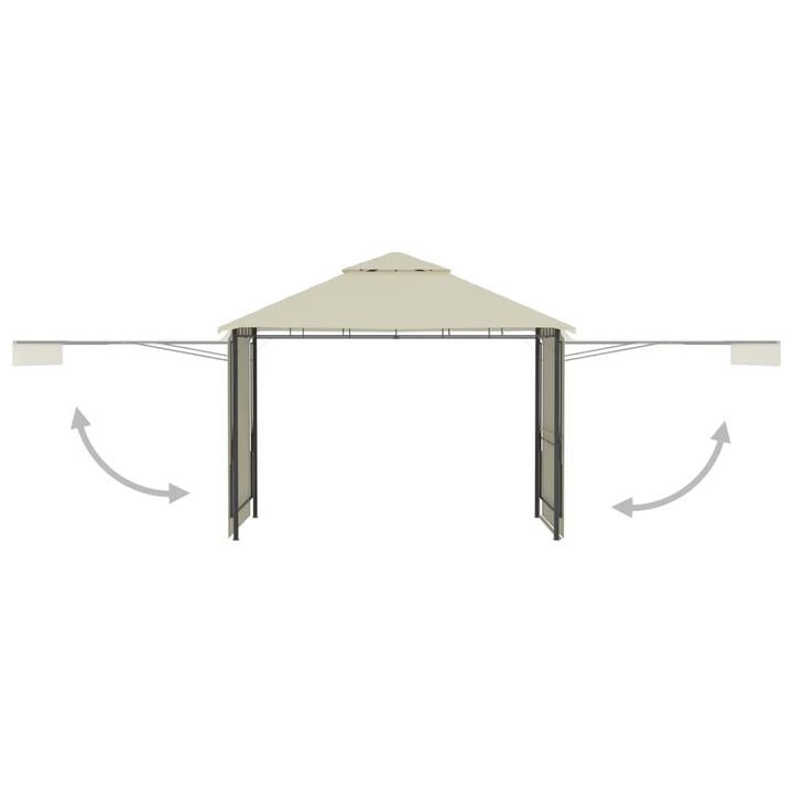 Prieel met uitschuifbare daken 180 g/m² 3x3x2,75 m crème - Griffin Retail