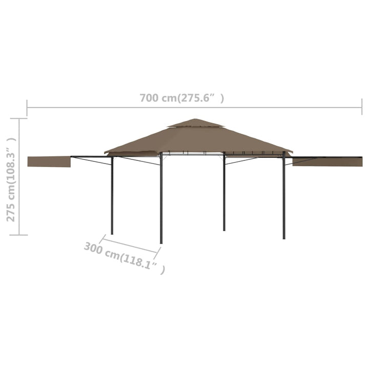 Prieel met uitschuifbare daken 180 g/m² 3x3x2,75 m taupe - Griffin Retail