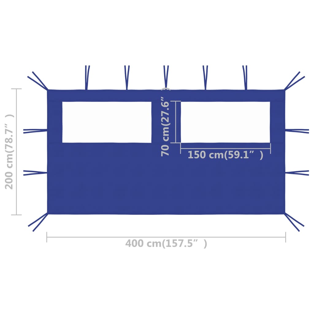 Prieelzijwand met ramen 4x2 m blauw - Griffin Retail