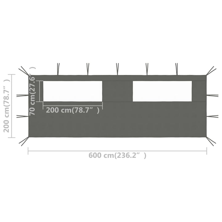 Prieelzijwand met ramen 6x2 m antracietkleurig - Griffin Retail