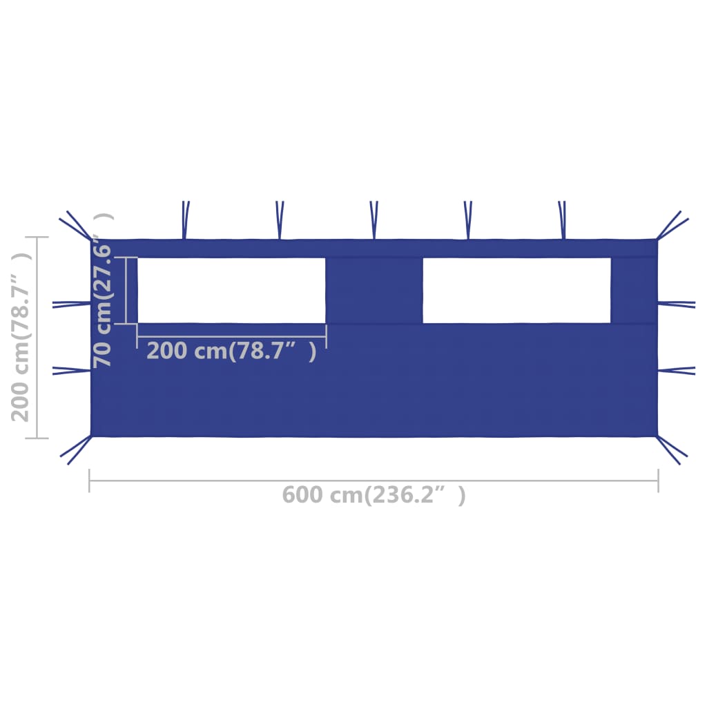 Prieelzijwand met ramen 6x2 m blauw - Griffin Retail