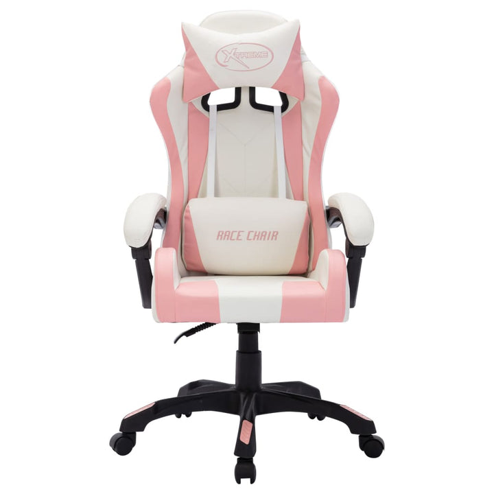 Racestoel met RGB LED-verlichting kunstleer roze en zwart - Griffin Retail