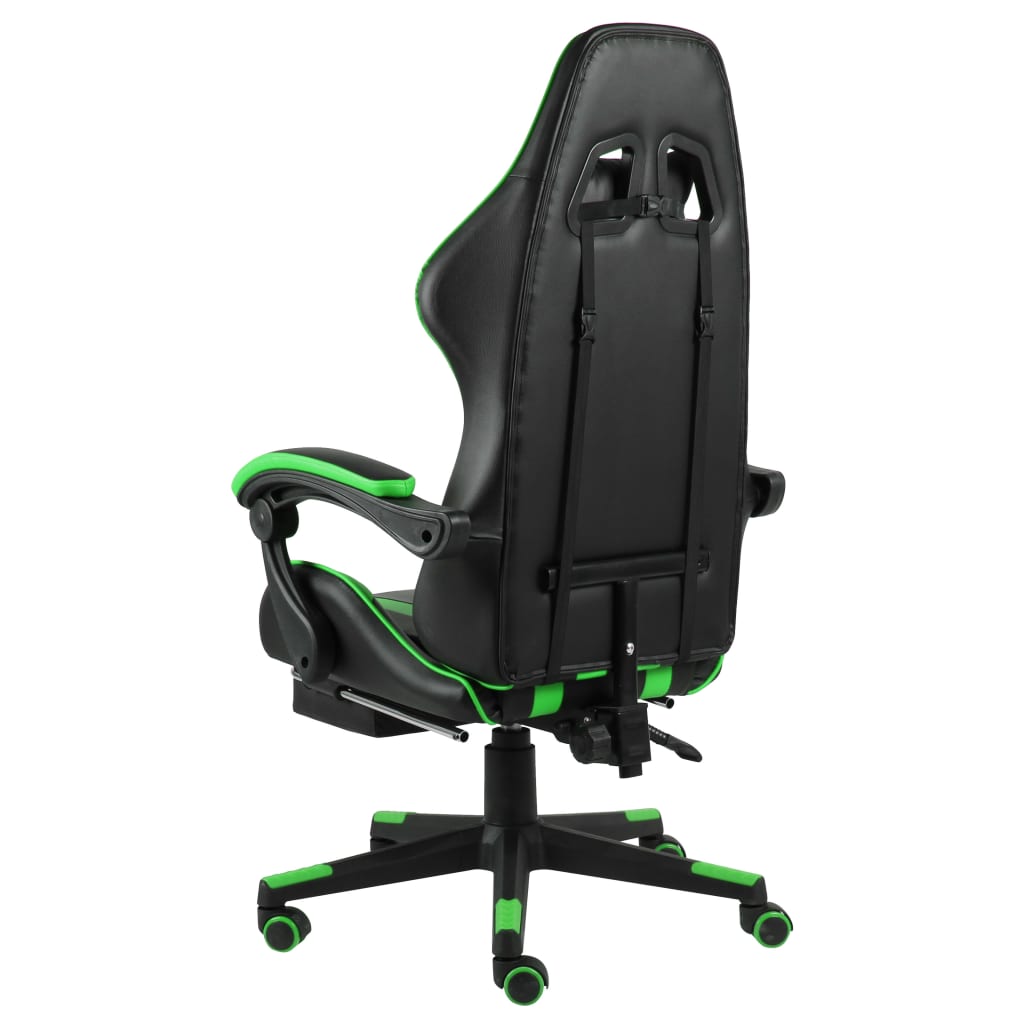 Racestoel met voetensteun kunstleer zwart en groen - Griffin Retail