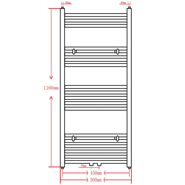 Radiator/handdoekenrek gebogen 500x1160 mm zwart - Griffin Retail