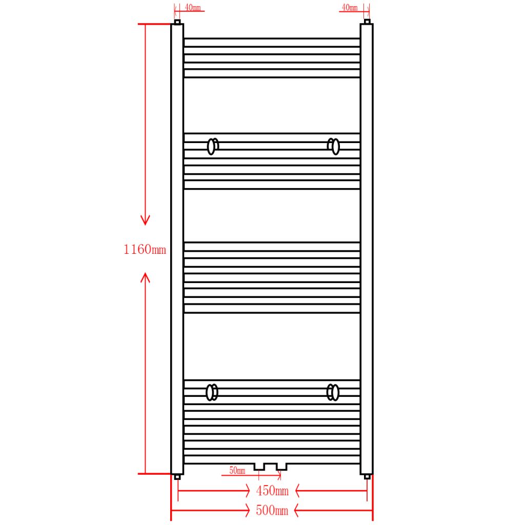 Radiator/handdoekenrek recht 500x1160 mm zwart - Griffin Retail