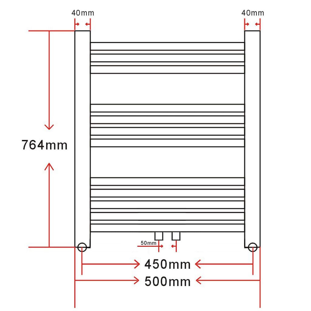 Radiator/handdoekenrek recht 500x764 mm - Griffin Retail