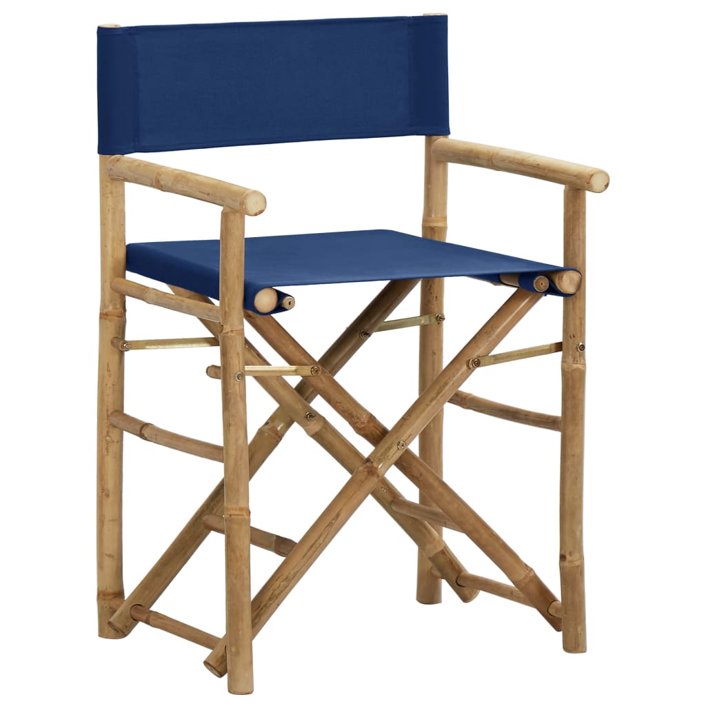 Regisseursstoelen 2 st inklapbaar blauw bamboe en stof - Griffin Retail