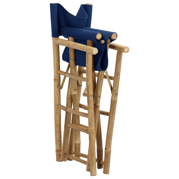 Regisseursstoelen 2 st inklapbaar blauw bamboe en stof - Griffin Retail