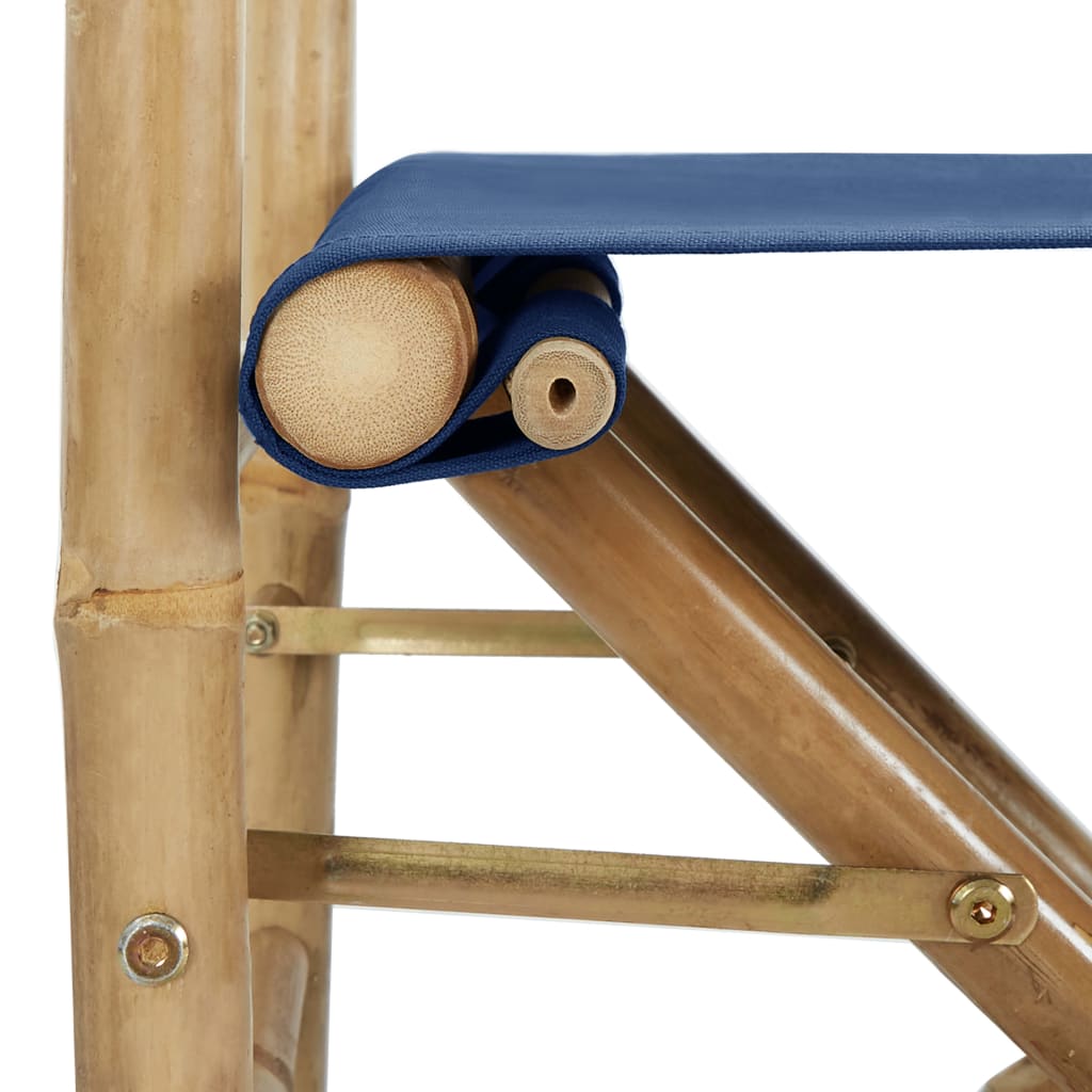 Regisseursstoelen 2 st inklapbaar blauw bamboe en stof - Griffin Retail