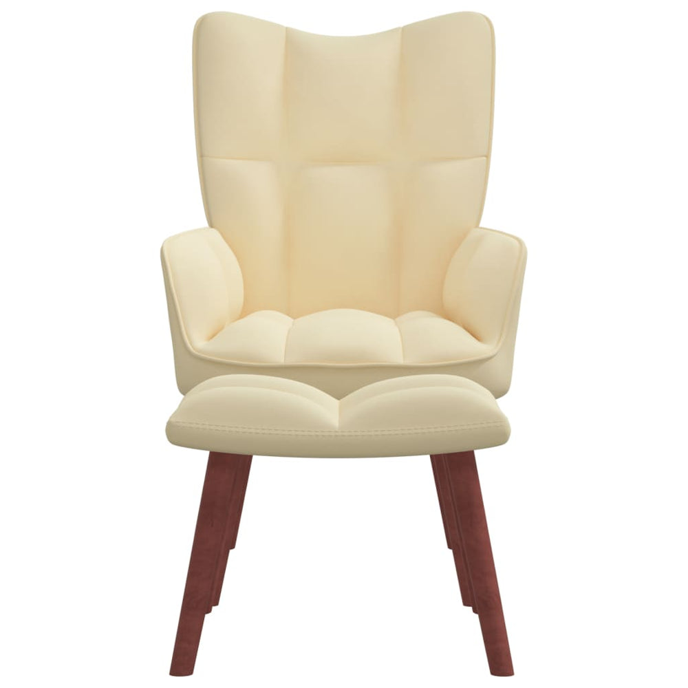 Relaxstoel met voetenbank fluweel crèmewit - Griffin Retail