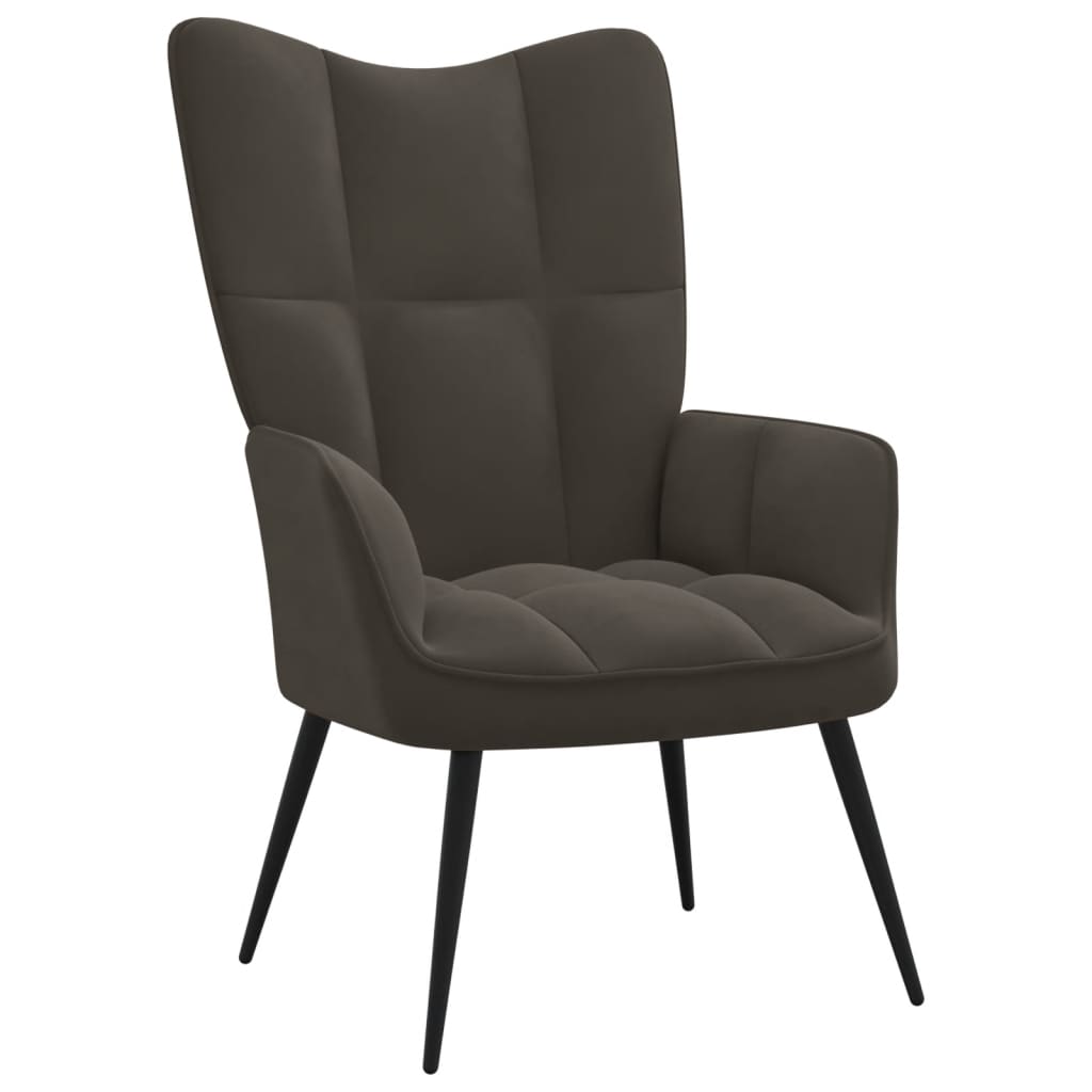 Relaxstoel met voetenbank fluweel donkergrijs - Griffin Retail