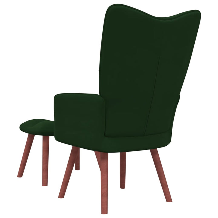 Relaxstoel met voetenbank fluweel donkergroen - Griffin Retail