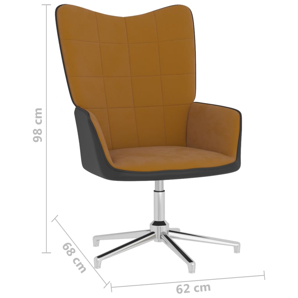 Relaxstoel met voetenbank fluweel en PVC bruin - Griffin Retail