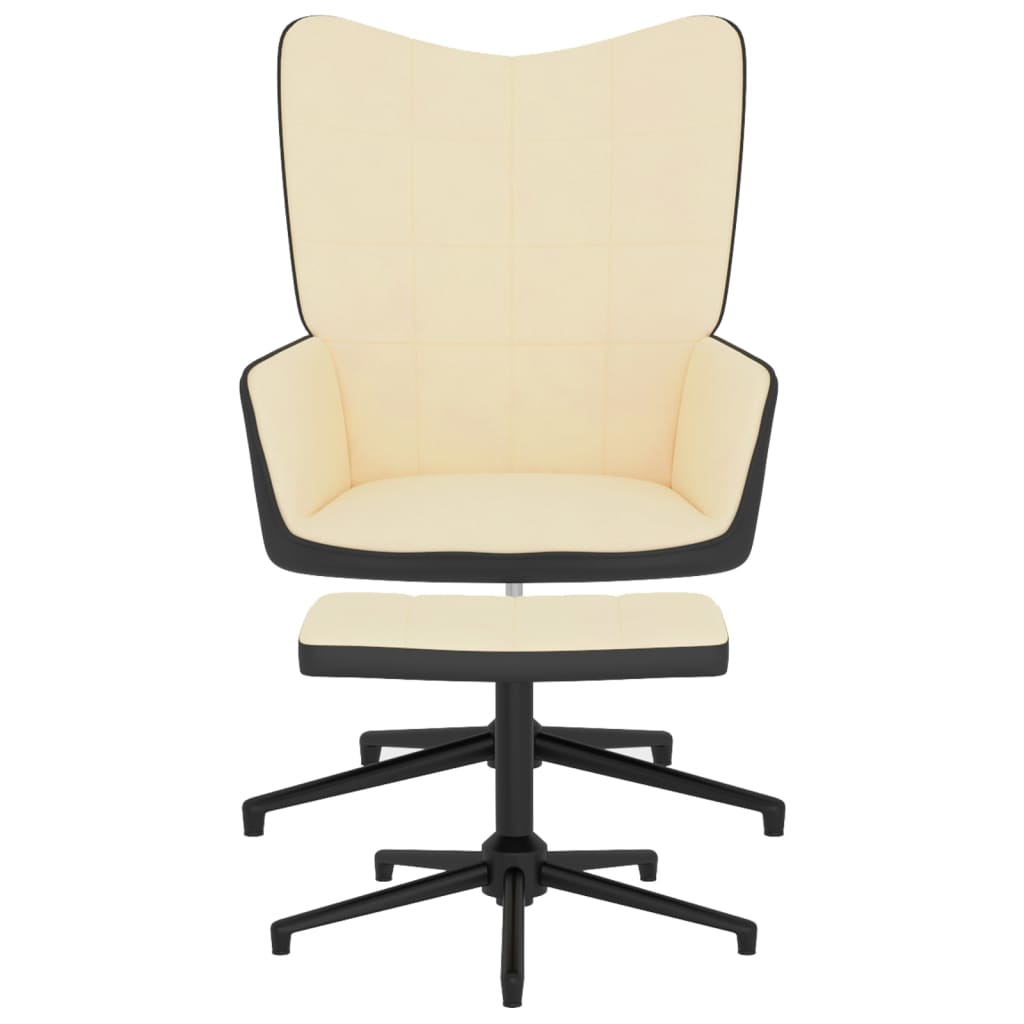 Relaxstoel met voetenbank fluweel en PVC crèmewit - Griffin Retail