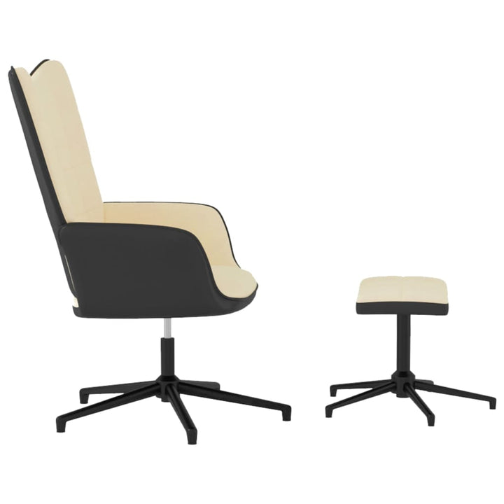 Relaxstoel met voetenbank fluweel en PVC crèmewit - Griffin Retail