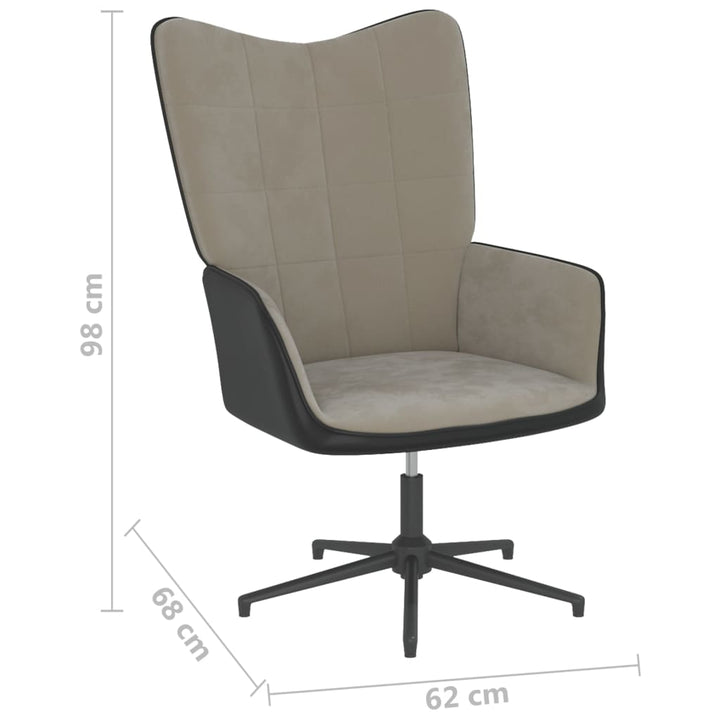 Relaxstoel met voetenbank fluweel en PVC lichtgrijs - Griffin Retail