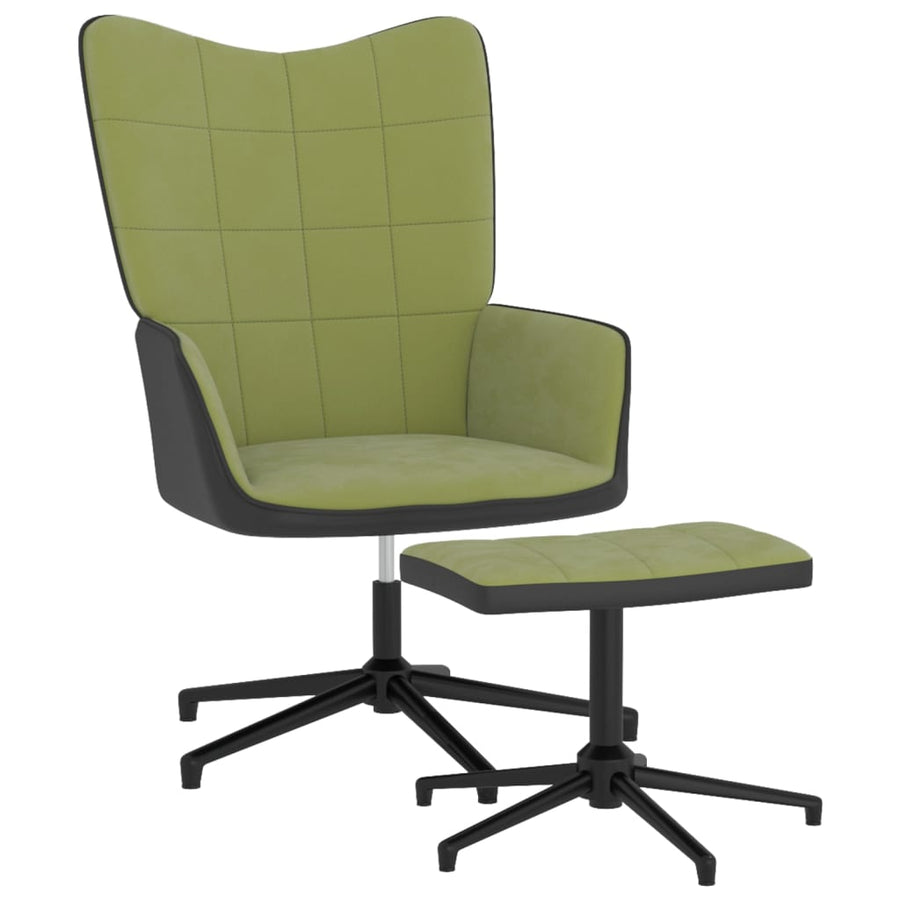 Relaxstoel met voetenbank fluweel en PVC lichtgroen - Griffin Retail