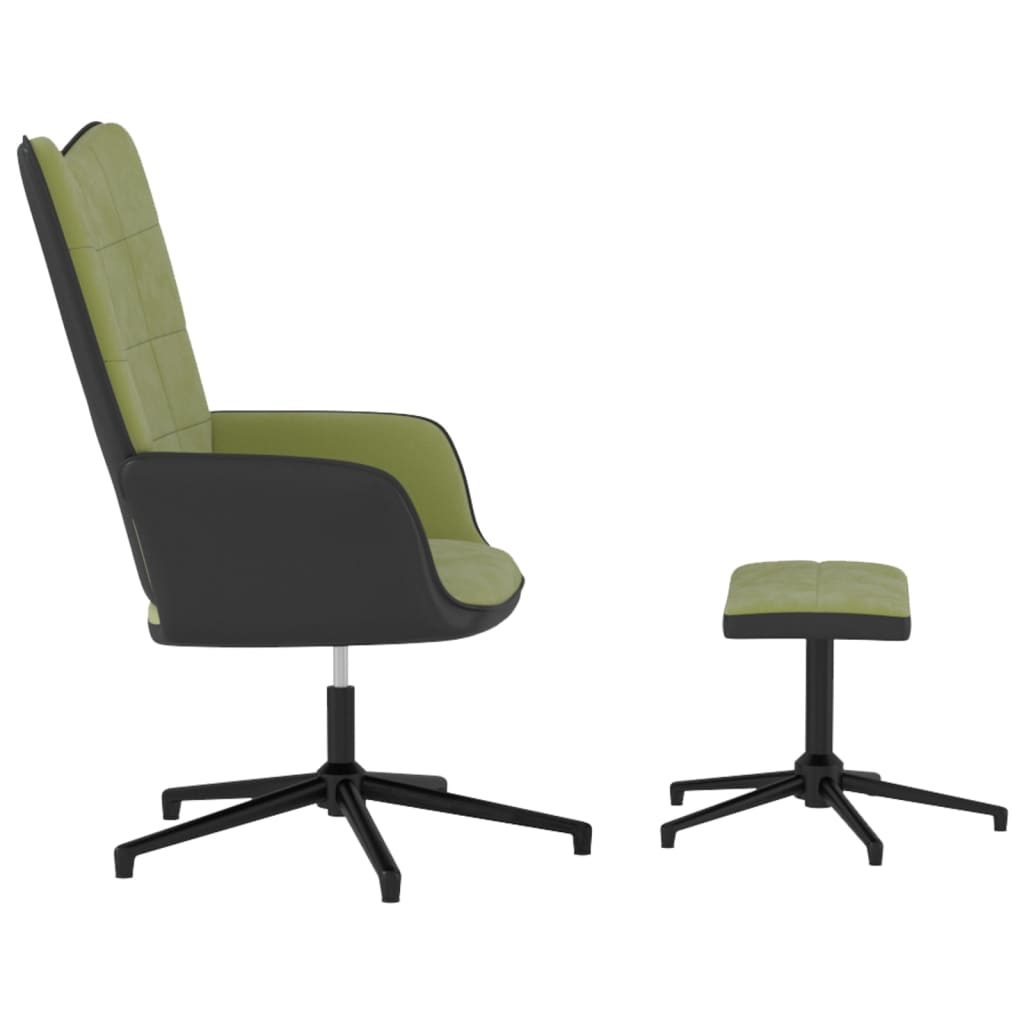 Relaxstoel met voetenbank fluweel en PVC lichtgroen - Griffin Retail