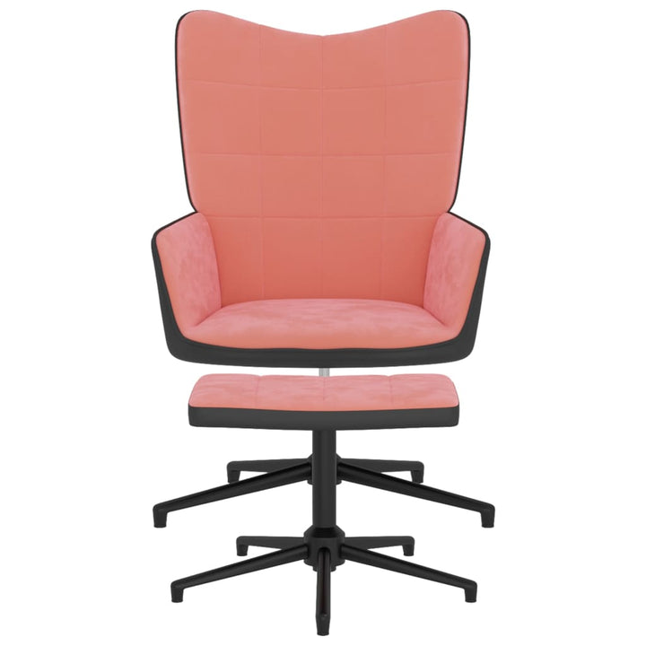Relaxstoel met voetenbank fluweel en PVC roze - Griffin Retail