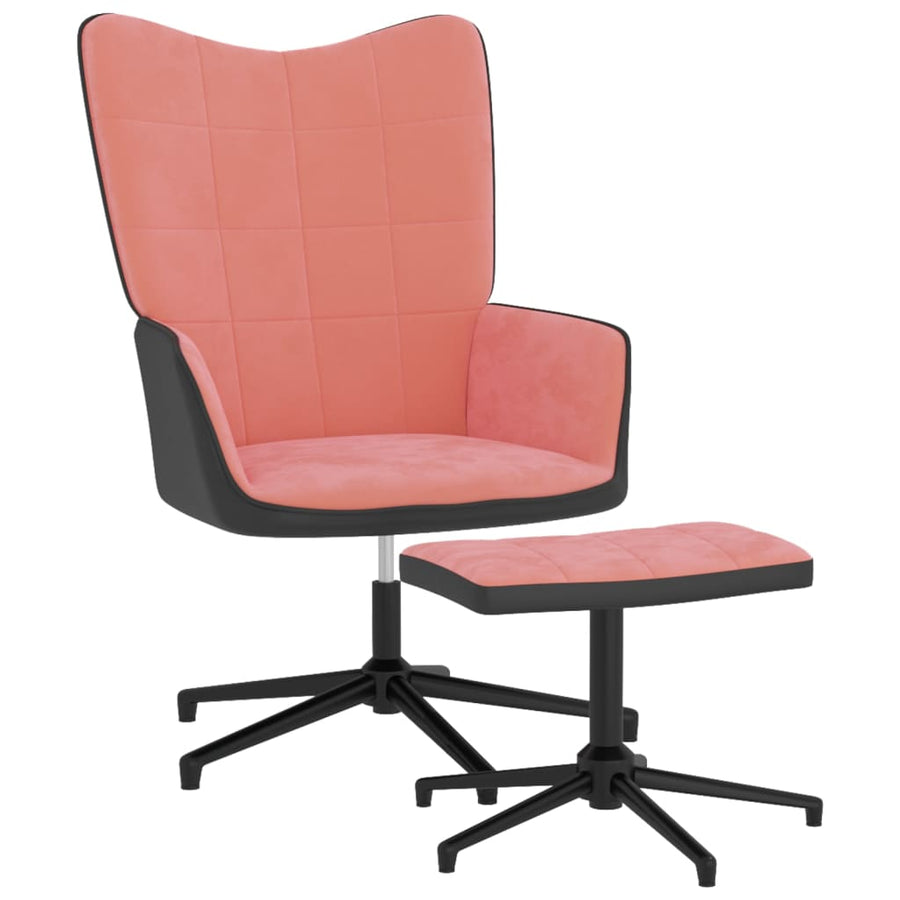 Relaxstoel met voetenbank fluweel en PVC roze - Griffin Retail