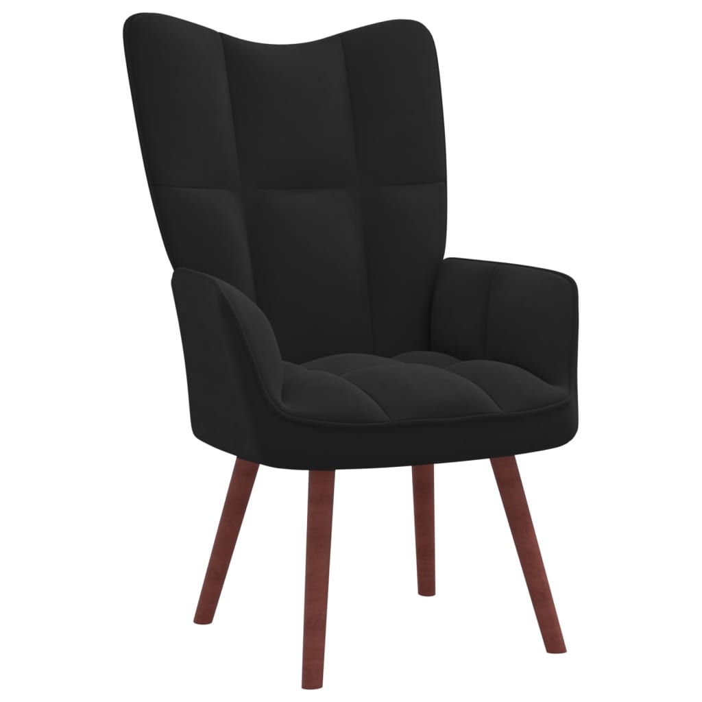 Relaxstoel met voetenbank fluweel zwart - Griffin Retail