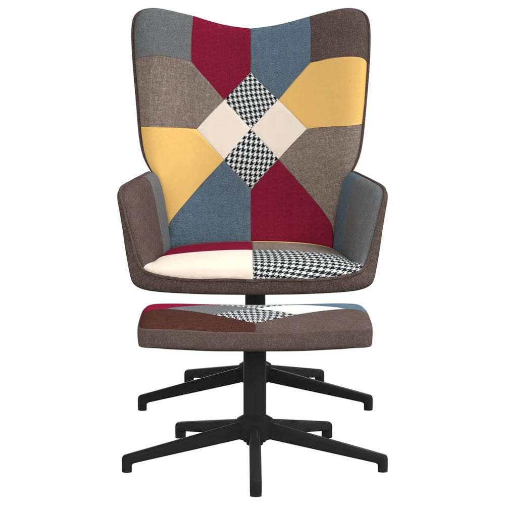 Relaxstoel met voetenbank patchwork stof - Griffin Retail