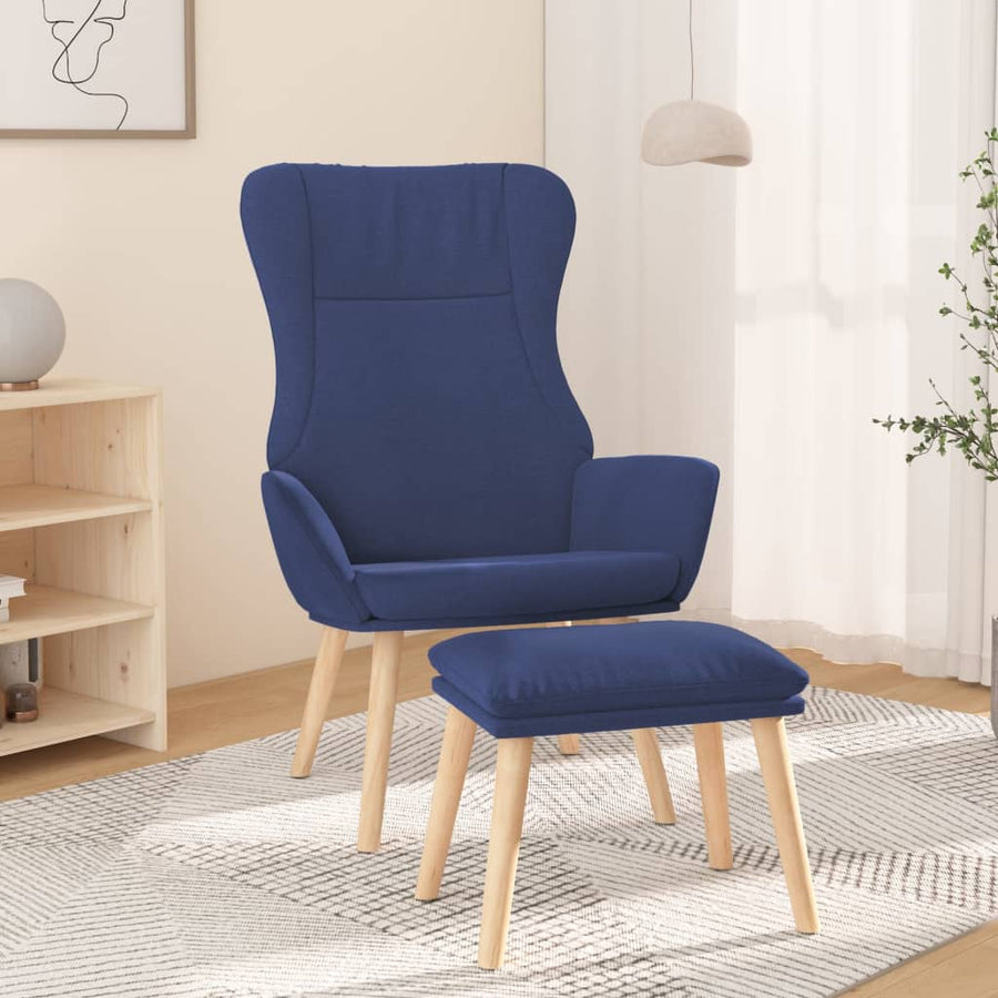 Relaxstoel met voetenbank stof blauw - Griffin Retail