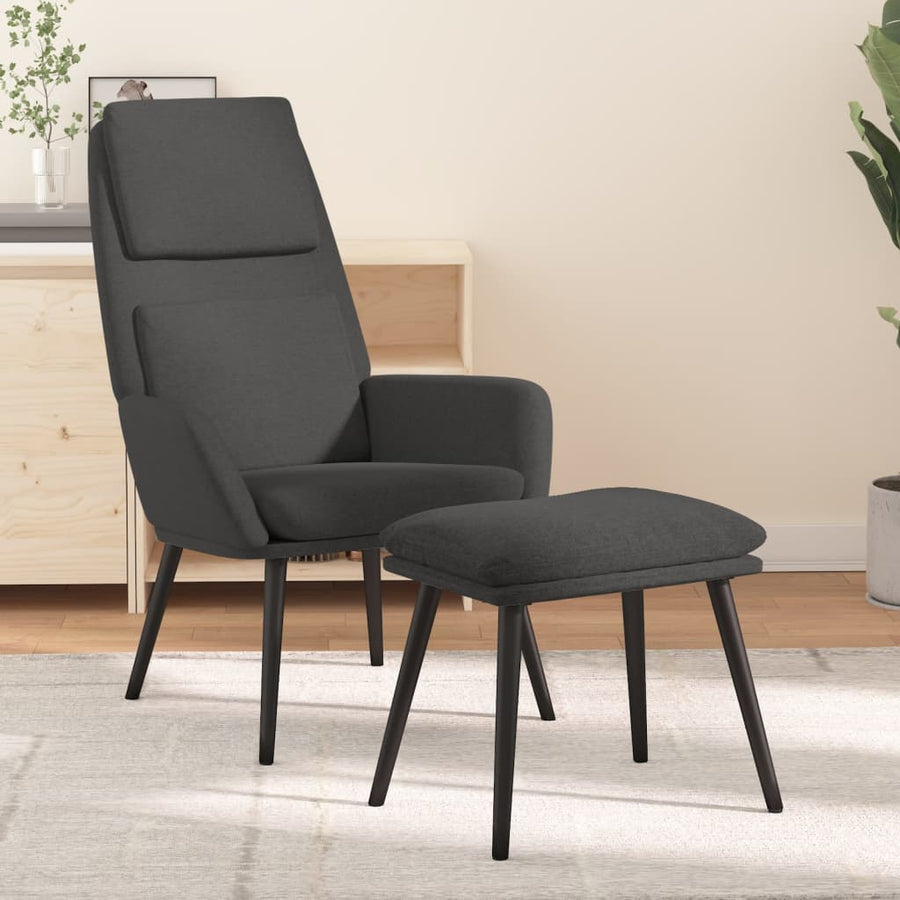 Relaxstoel met voetenbank stof donkergrijs - Griffin Retail