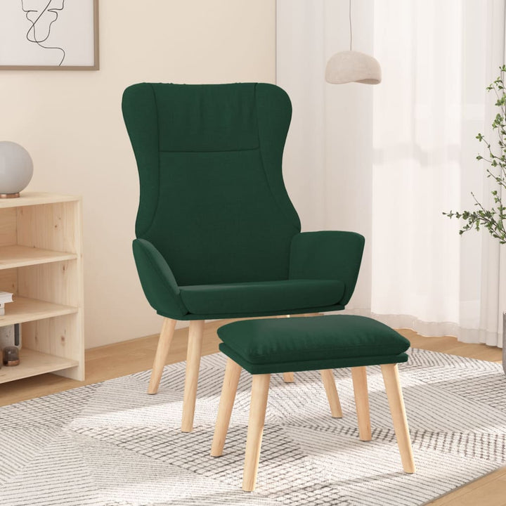 Relaxstoel met voetenbank stof donkergroen - Griffin Retail