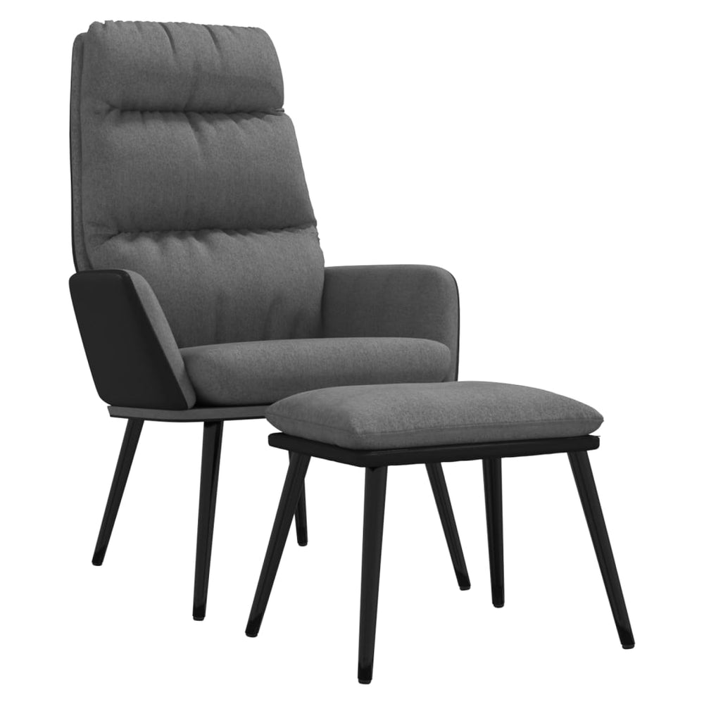 Relaxstoel met voetenbank stof en kunstleer lichtgrijs - Griffin Retail