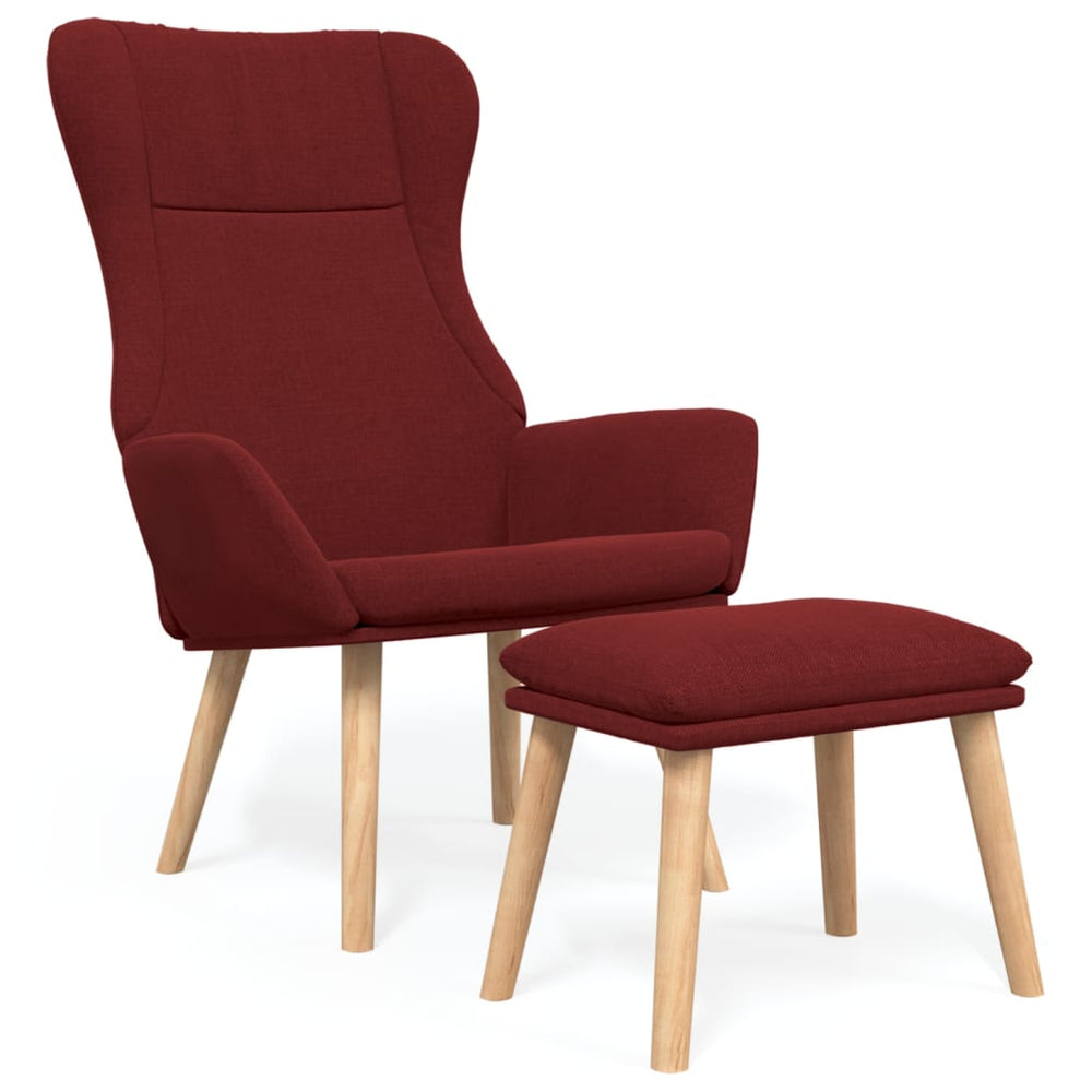 Relaxstoel met voetenbank stof wijnrood - Griffin Retail