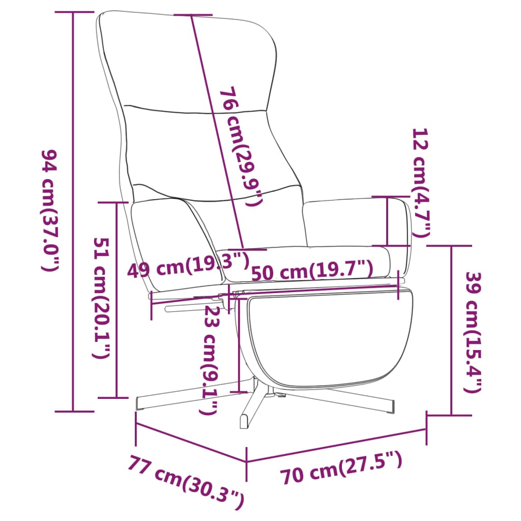 Relaxstoel met voetensteun fluweel donkergrijs - Griffin Retail