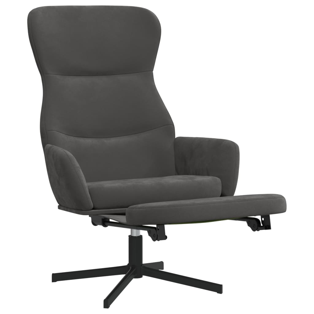 Relaxstoel met voetensteun fluweel donkergrijs - Griffin Retail