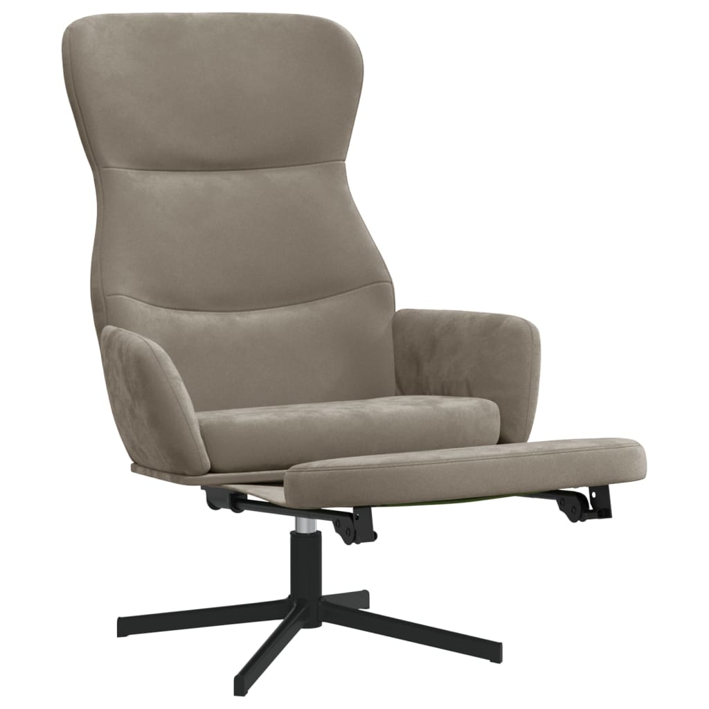 Relaxstoel met voetensteun fluweel lichtgrijs - Griffin Retail