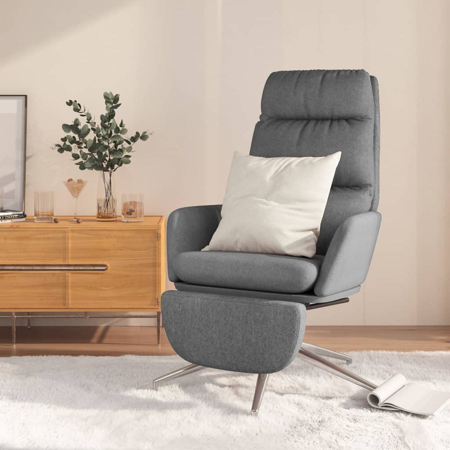Relaxstoel met voetensteun stof lichtgrijs - Griffin Retail