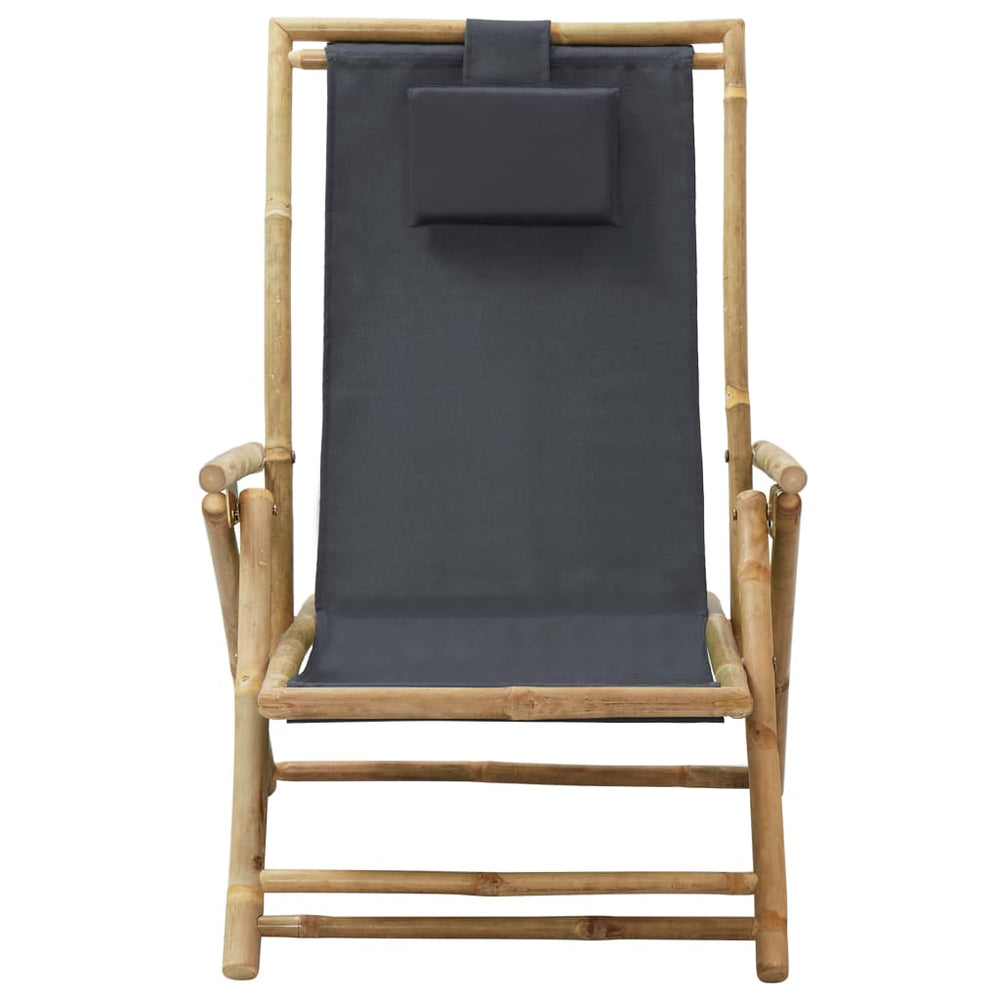 Relaxstoel verstelbaar bamboe en stof donkergrijs - Griffin Retail