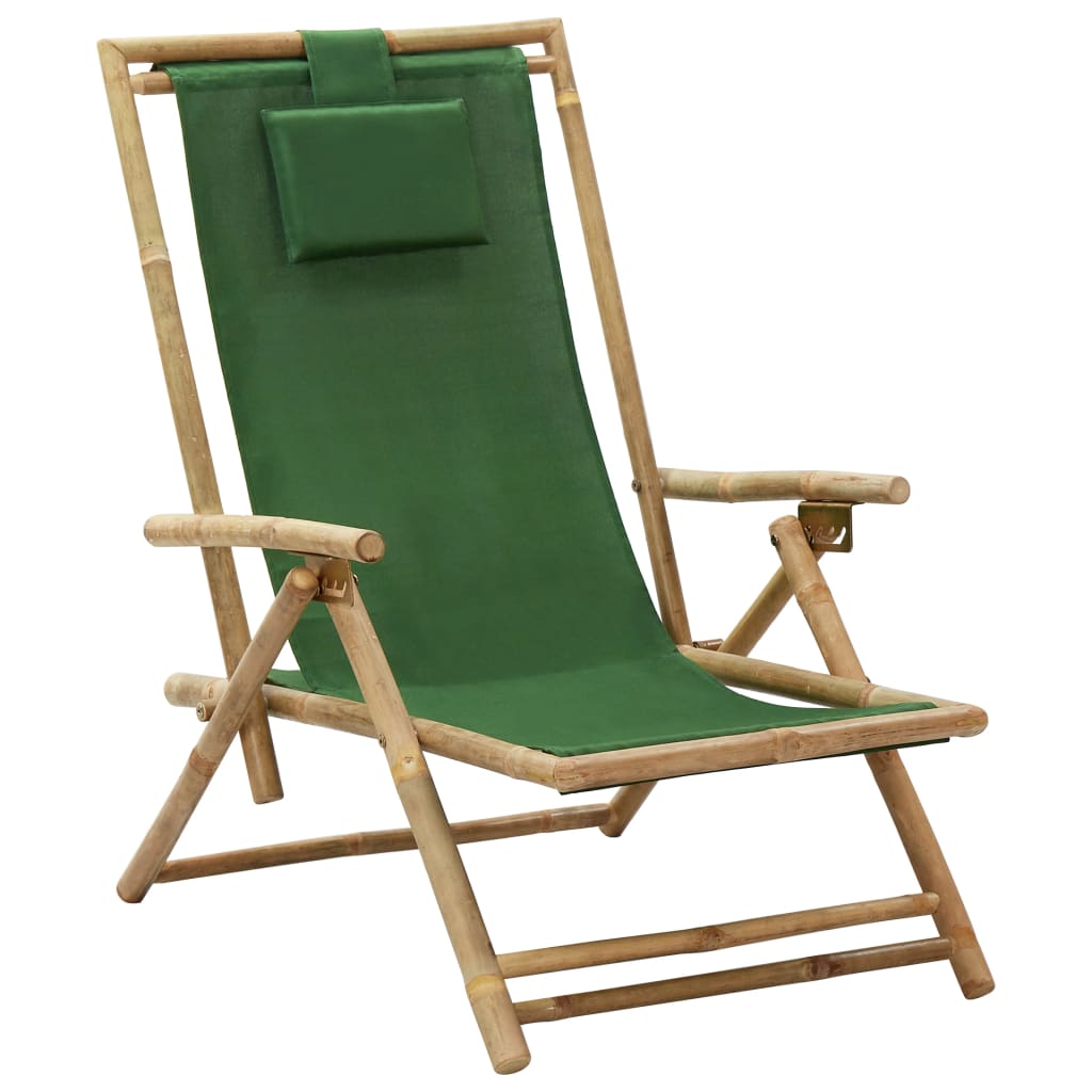 Relaxstoel verstelbaar bamboe en stof groen - Griffin Retail